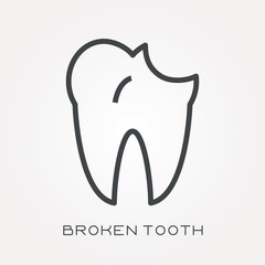 Line icon broken tooth