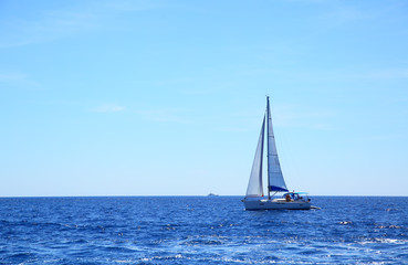 Seascape with sail boat