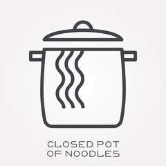 Line icon closed pot of noodles