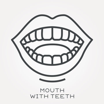 Line Icon Mouth With Teeth