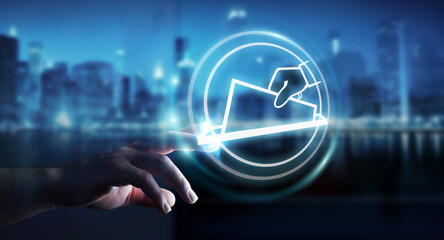 Businessman voting using digital interface 3D rendering