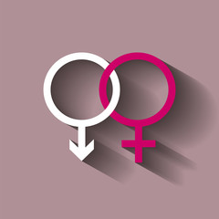 Male and female symbol set . Vector illustration with shadow