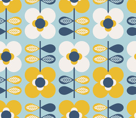 seamless pattern with flowers and leaves