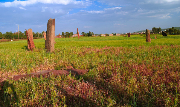 ancient Megalith stela field in Axum, Tigray, Ethiopia