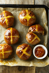 Chocolate hot cross buns