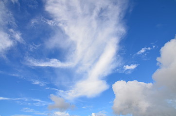 Blue sky ray and white clouds