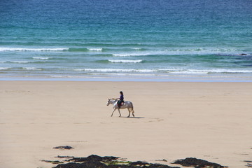 Cavalière sur la plage 