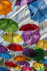 Umbrellas decorating one of the streets in Belgrade centre, Serbia
