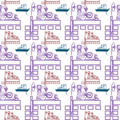 Fototapeta premium Oil extraction sea platform in the circle. Flat design vector illustration.