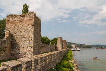 Fototapeta na wymiar Ruined medieval fortress in Smederevo, Serbia
