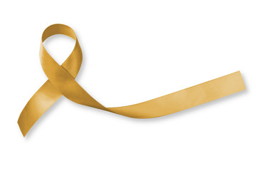 Childhood cancer awareness with Gold ribbon symbolic color (isolated with clipping path)