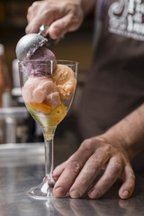 Italian ice cream artisanal preparation