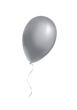Silver balloon on white background. Vector illustration.
