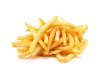 potato fry on white isolated background