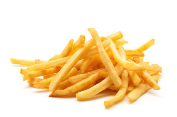 potato fry on white isolated background