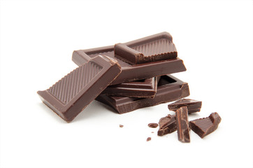 Roughly cut chunks of a chocolate bar