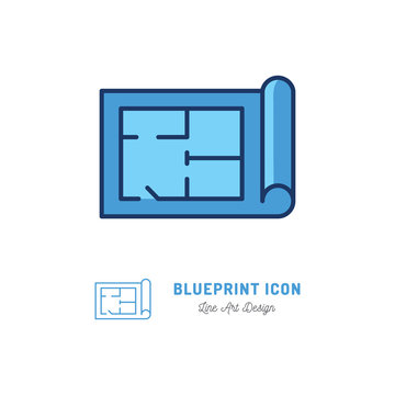 Vector blueprint icon Building plan outline symbol