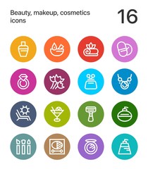 Colorful Beauty, cosmetics, makeup icons for web and mobile design pack 3