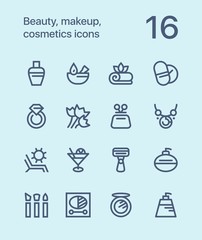 Outline Beauty, cosmetics, makeup icons for web and mobile design pack 3
