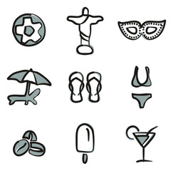 Brazilian Culture Icons Freehand 2 Color