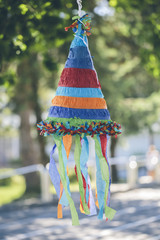 colorful cone shaped pinata