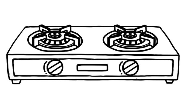 gas stoves / cartoon vector and illustration, black and white, hand drawn, sketch style, isolated on white background.