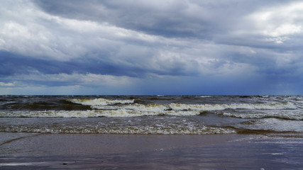 Dramatic stormy landscape on the Baltic sea. Summer 2016.
