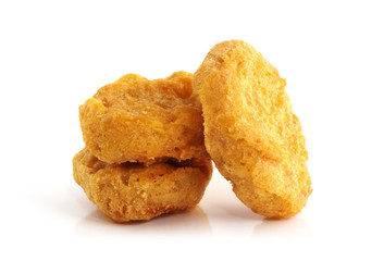 Fried chicken nuggets isolated on white