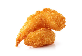 Fried shrimps isolated on white