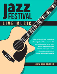 Jazz festival music background with a generic acoustic guitar  