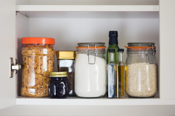 food cupboard, pantry with jars - 162051030