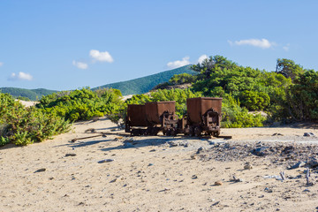 Archeologia Industriale (rotaia) alle Dune di Piscinas, Sardegna, Arbus