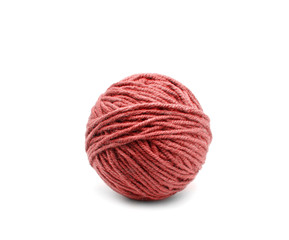 Ball of yarn on white background