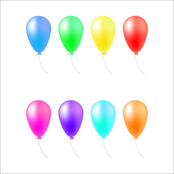 8 color balloons. Vector illustration isolated on white background