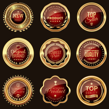 Set Of Golden And Luxury Marketing Badges