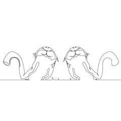 Continuous line drawing of two kittens. Vector illustration