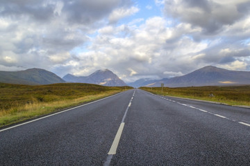Road through Glen Coe, Highlands, Scotland