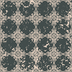Abstract vintage ornamental pattern with fading and scratches, paint splashes. Vector template can be used for design of wallpaper, fabric, oilcloth, textile, wrapping paper and other design