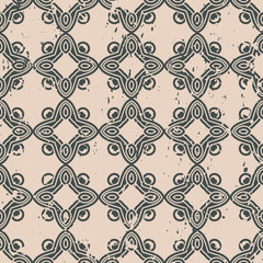 Abstract vintage ornamental pattern with fading and scratches, paint splashes. Vector template can be used for design of wallpaper, fabric, oilcloth, textile, wrapping paper and other design