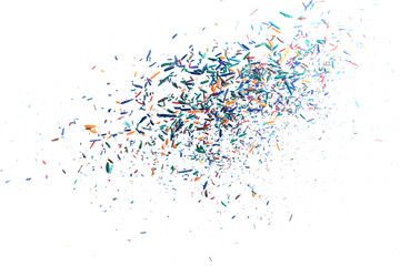 Crayon shavings on white background