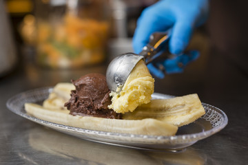 Italian ice cream artisanal preparation