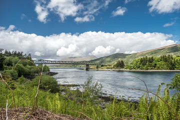 Loch Leven. The view across Loch Leven from Ballachulish towards Ballachulish Bridge in the Scottish highlands