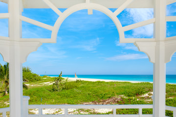 Fototapeta premium Varadero beach in Cuba seen from the balcony of a nearby house