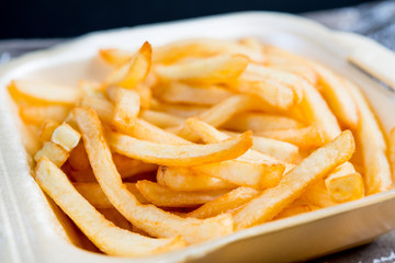 Golden French fries potatoes ready to be eaten