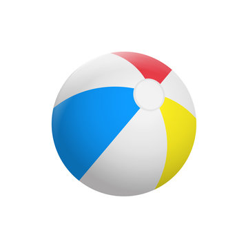 Realistic Beach ball isolated on white background. Vector illustration.