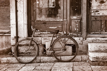 Bike on a street in Tirana
