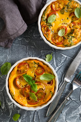 Omelette with cherry tomatoes and basil