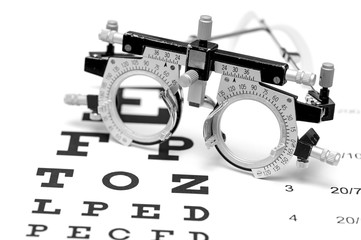 trial lens on an eye chart white background - Powered by Adobe