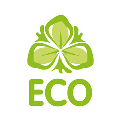 Eco text badge with green leaf
