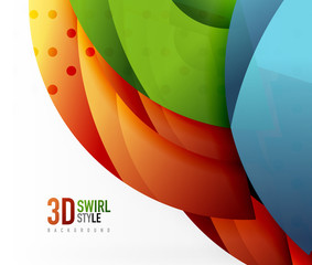 Swirl and wave 3d effect objects, abstract template vector design